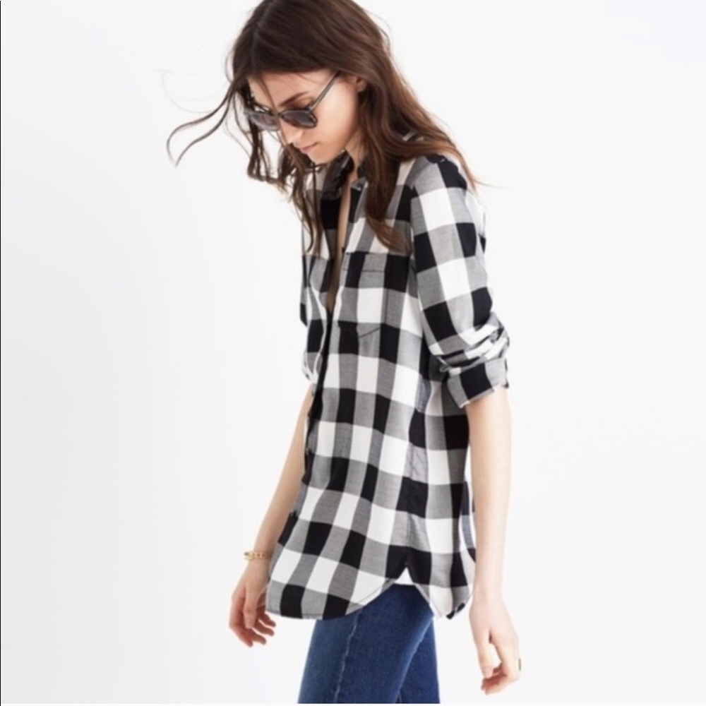 Madewell Buffalo Check High-Low Button Down